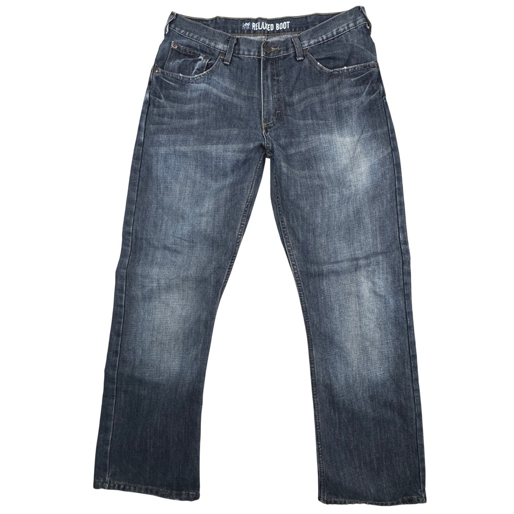 Lee Dungarees Relaxed Bootcut Jeans 34x32 Dark Wash Mens Western Skater Y2K